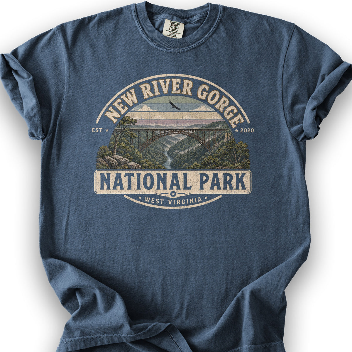 New River Gorge Medallion T-Shirt - Denim