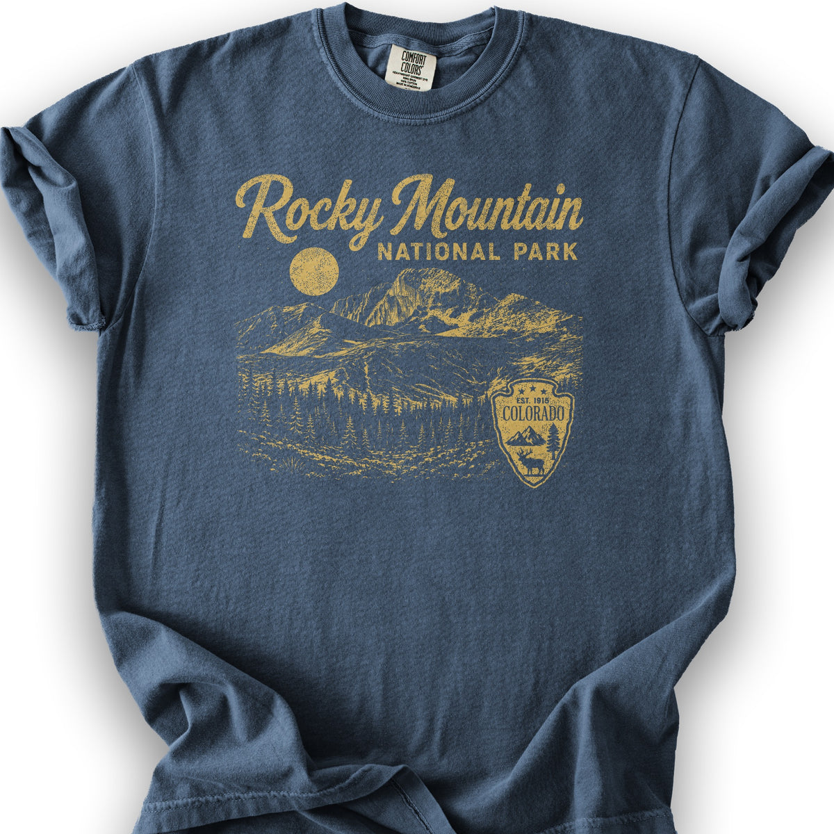 Rocky Mountain Vintage Sketch T-Shirt - Denim