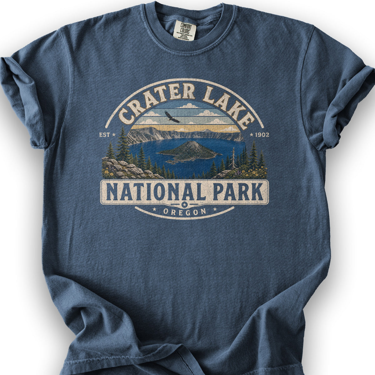 Crater Lake Medallion T-Shirt - Denim