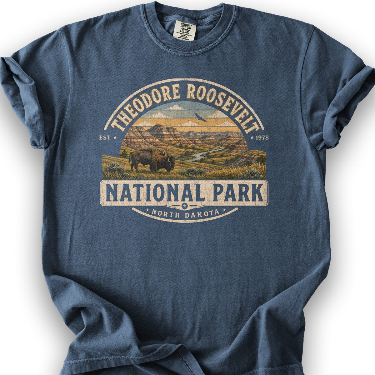 Theodore Roosevelt Medallion T-Shirt - Denim
