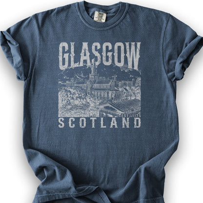 Glasgow Scotland Sketch T-Shirt - Denim