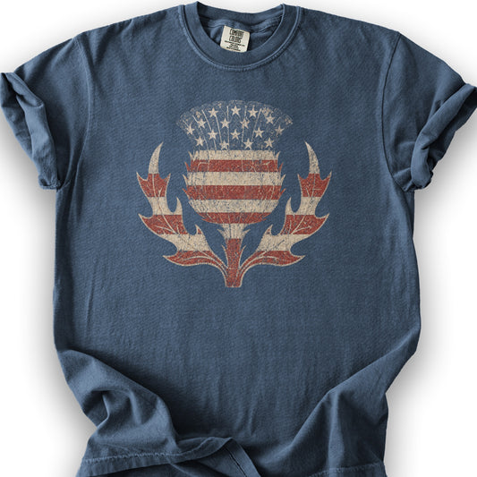 Vintage Flag Thistle T-Shirt - Denim
