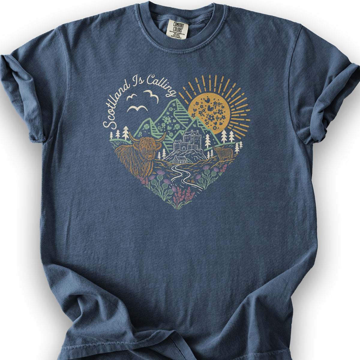 Scotland Is Calling Heart T-Shirt - Denim