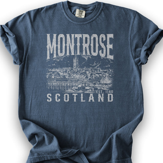 Montrose Scotland Sketch T-Shirt - Denim