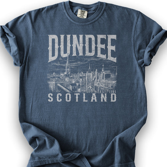 Dundee Scotland Sketch T-Shirt - Denim