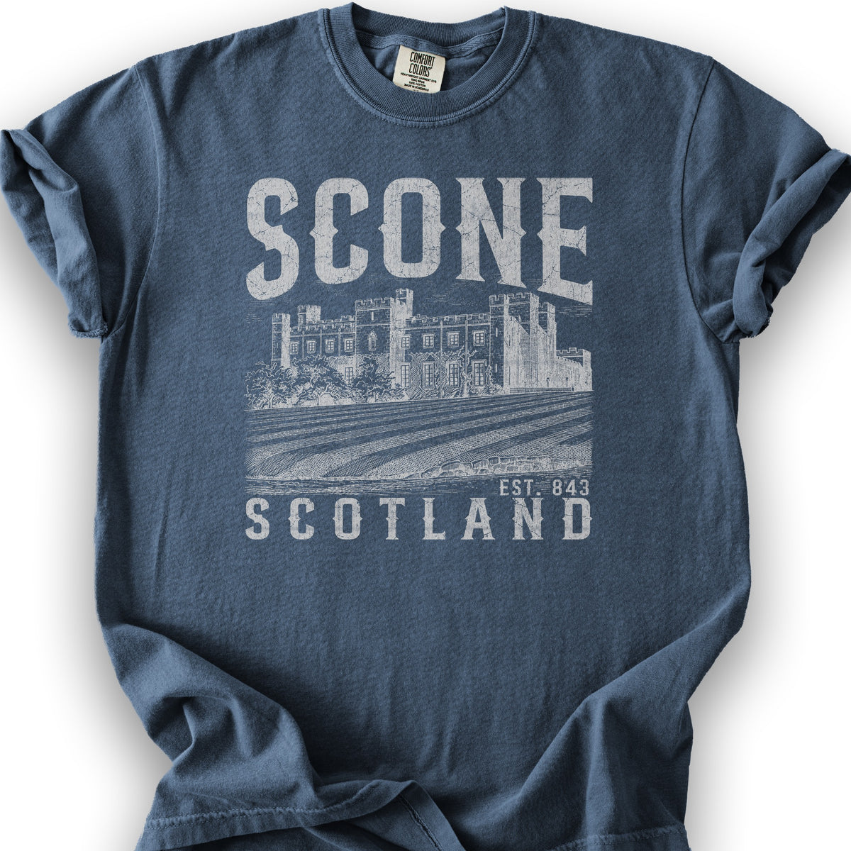 Scone Scotland Sketch T-Shirt - Denim