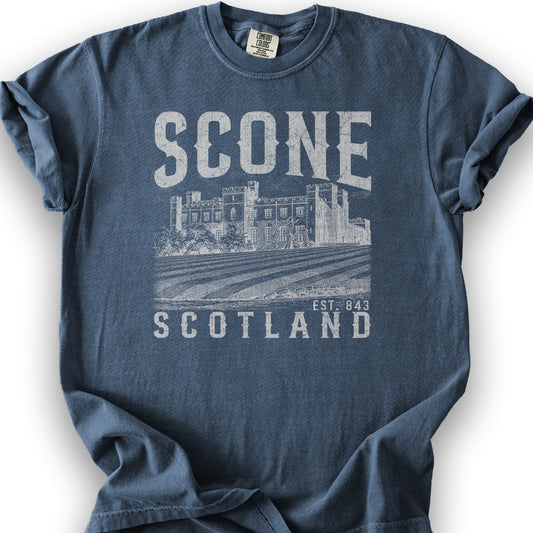 Scone Scotland Sketch T-Shirt - Denim