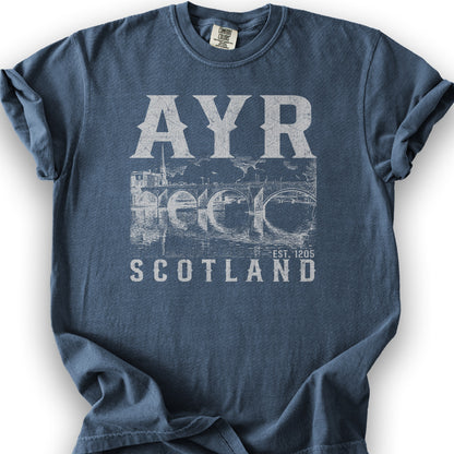 Ayr Scotland Sketch T-Shirt - Denim