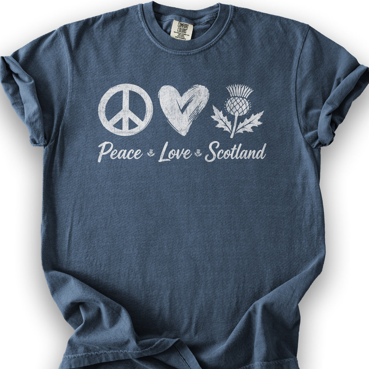 Peace Love Scotland T-Shirt - Denim