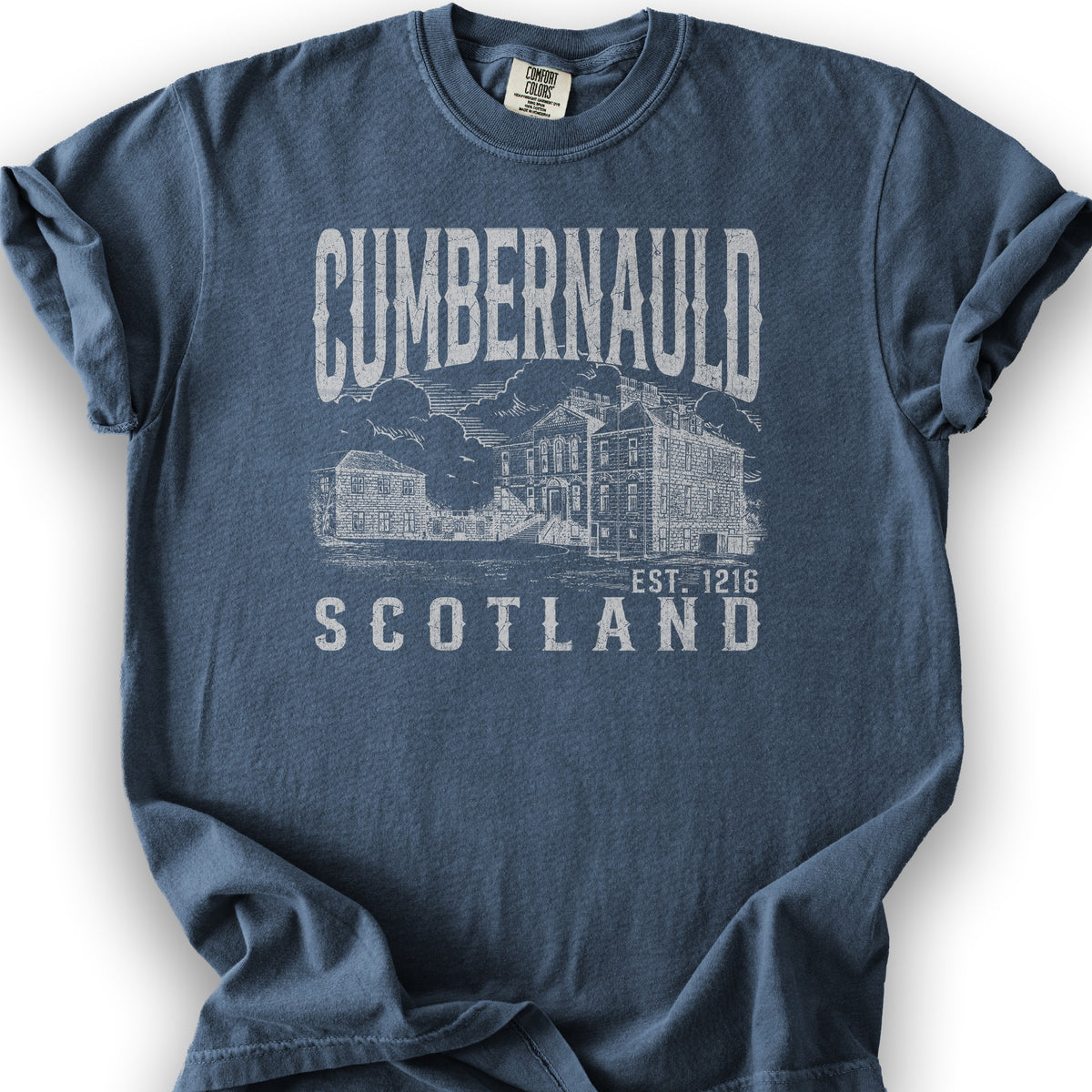Cumbernauld Scotland Sketch T-Shirt - Denim