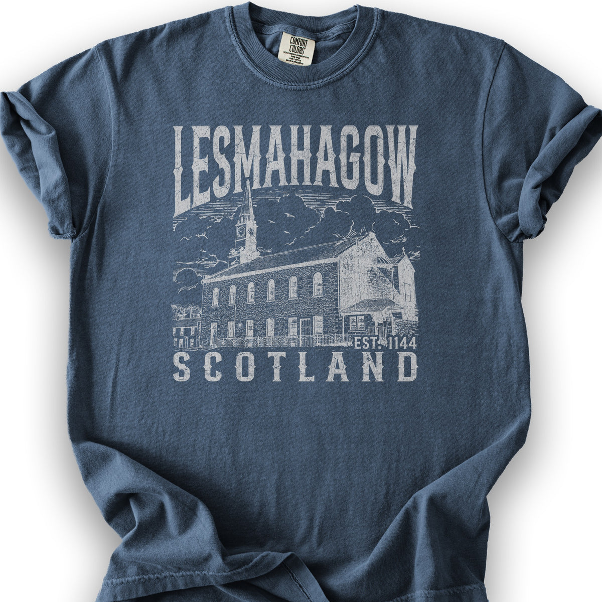 Lesmahagow Scotland Sketch T-Shirt - Denim