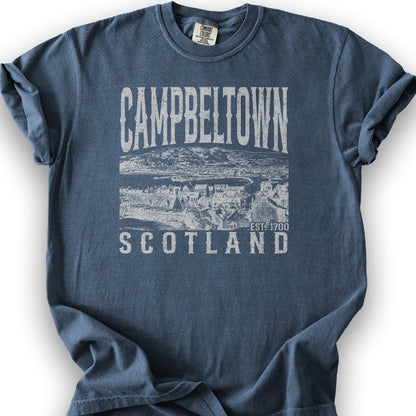 Campbeltown Scotland Sketch T-Shirt - Denim