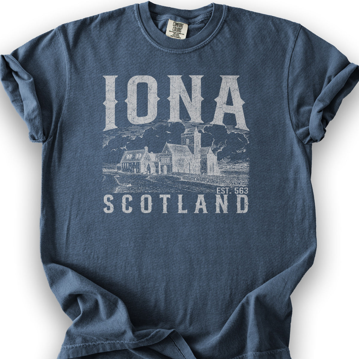 Iona Scotland Sketch T-Shirt - Denim