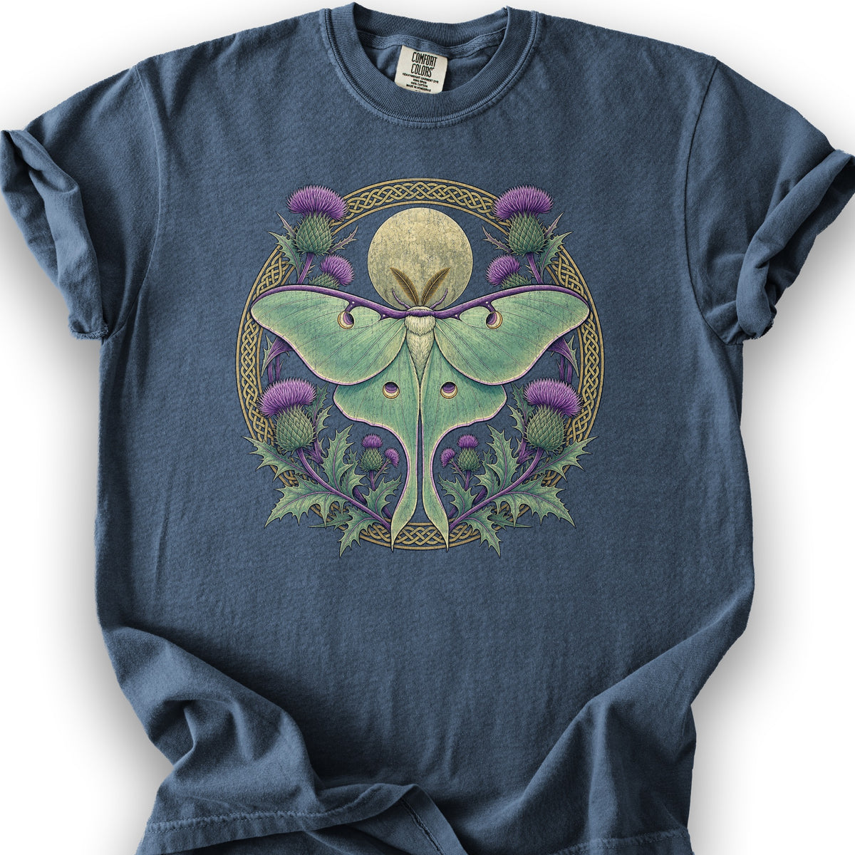 Thistle Luna Moth T-Shirt - Denim