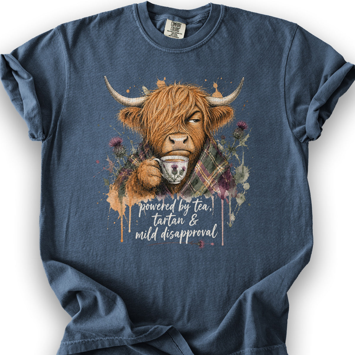 Mild Disapproval Tartan T-Shirt - Denim