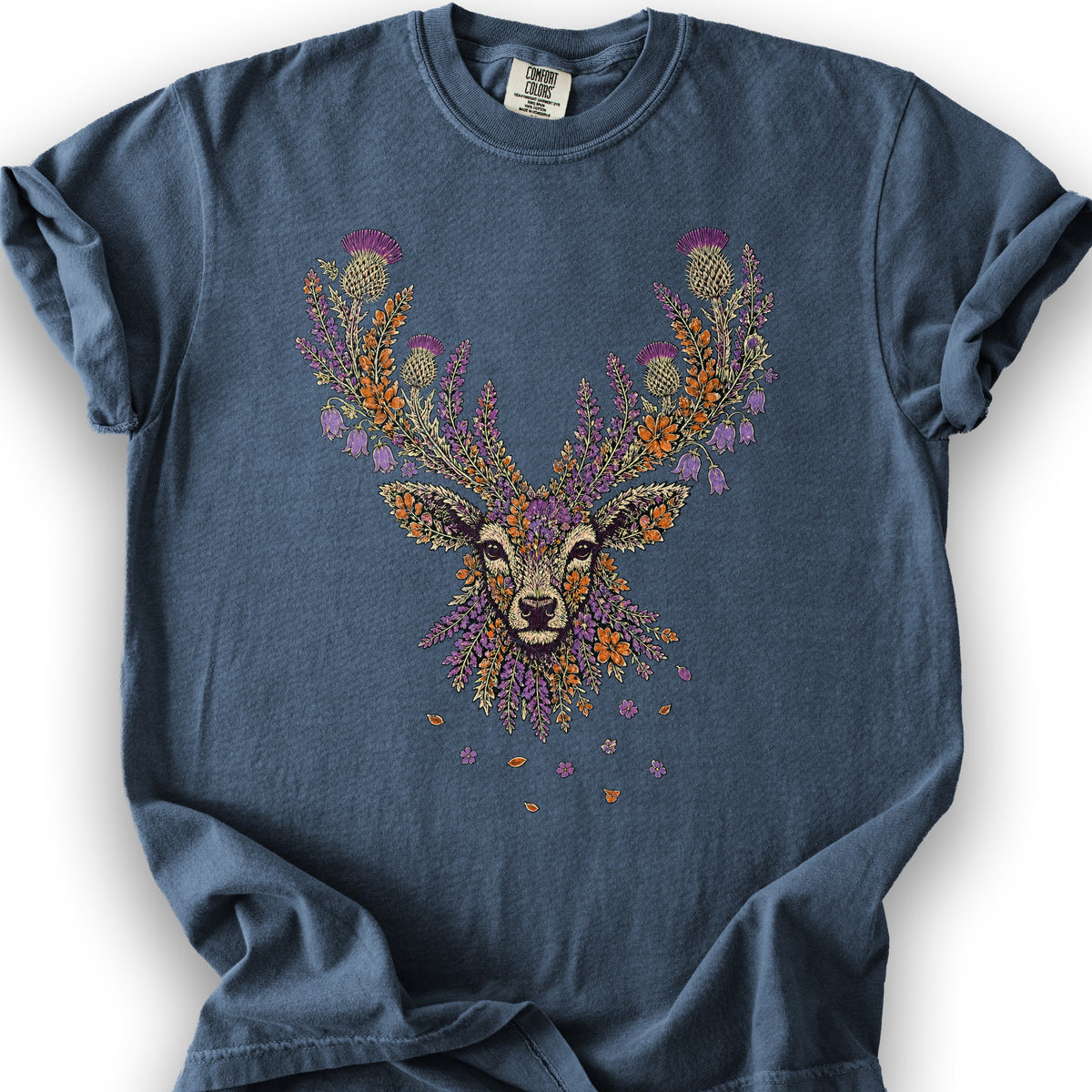 Floral Stag T-Shirt - Denim