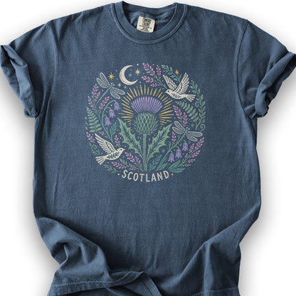 Scotland Thistle Doves T-Shirt - Denim
