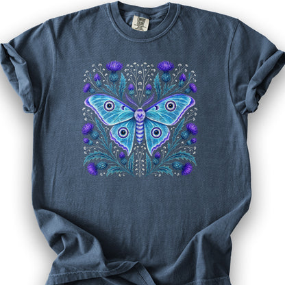 Emperor Moth Thistle T-Shirt - Denim