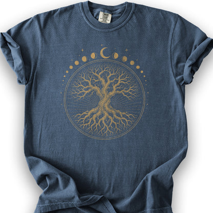 Moon Phase Tree T-Shirt - Denim