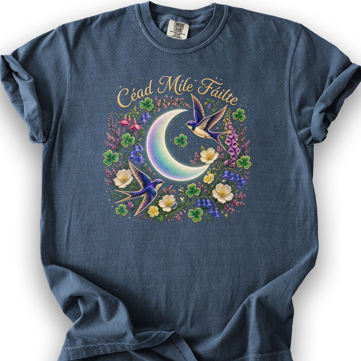 Céad Míle Fáilte Moon T-Shirt - Denim