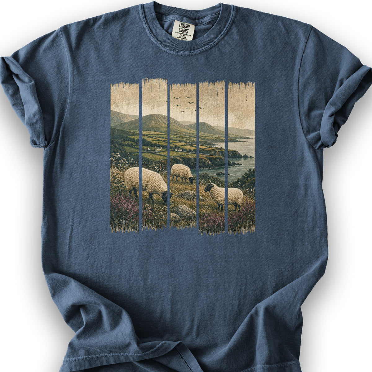 Ireland Sheep Panels T-Shirt - Denim