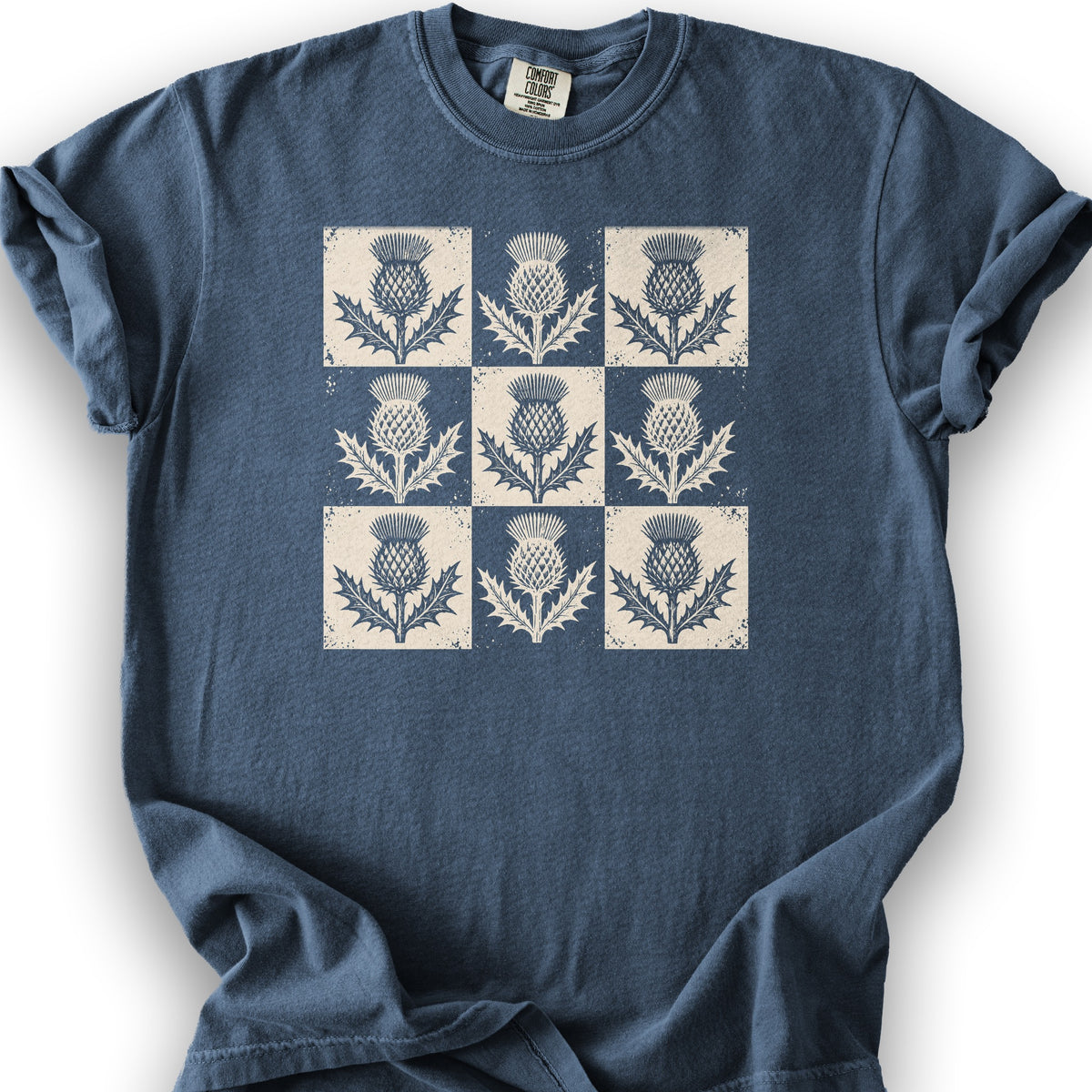 Thistle Box Pattern T-Shirt - Denim