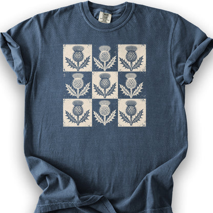Thistle Box Pattern T-Shirt - Denim