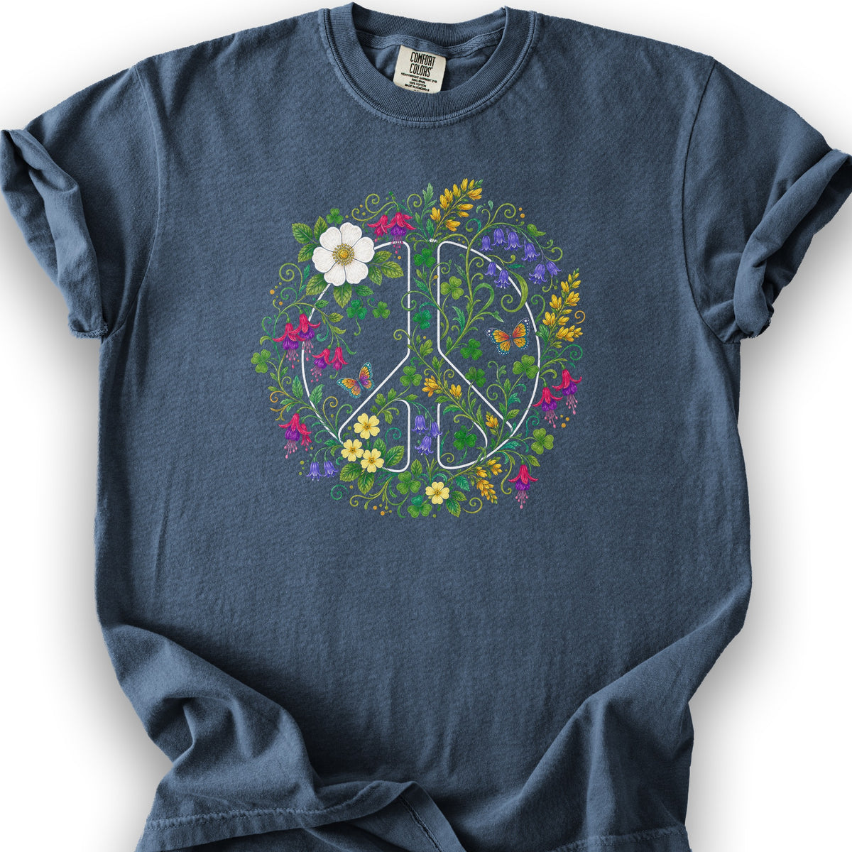 Floral Irish Peace T-Shirt - Denim