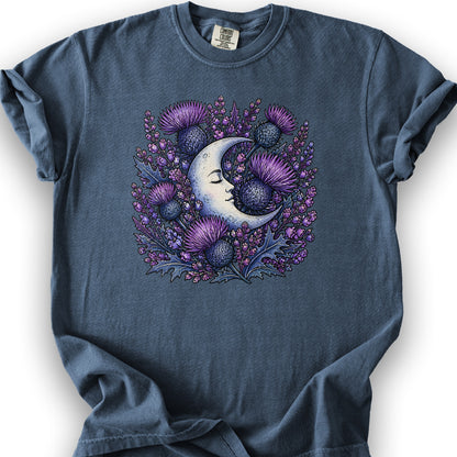 Botanical Moon Thistle T-Shirt - Denim