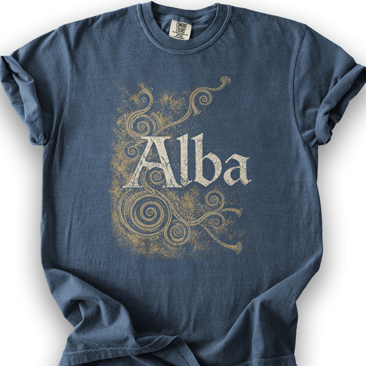 Alba Ancient Spirals T-Shirt - Denim