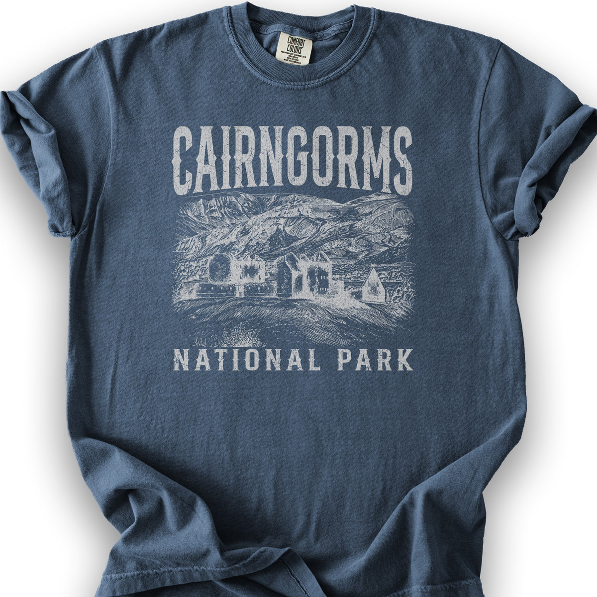 Cairngorms National Park Sketch T-Shirt - Denim