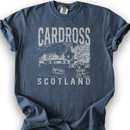 Cardross Scotland Sketch T-Shirt - Denim