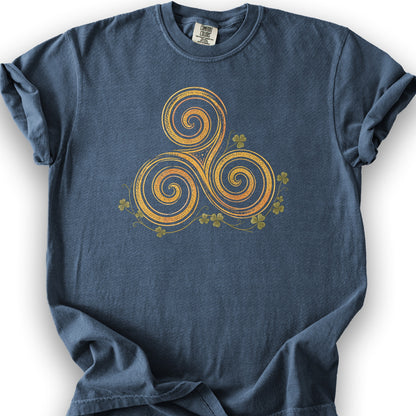 Irish Golden Triskele T-Shirt - Denim