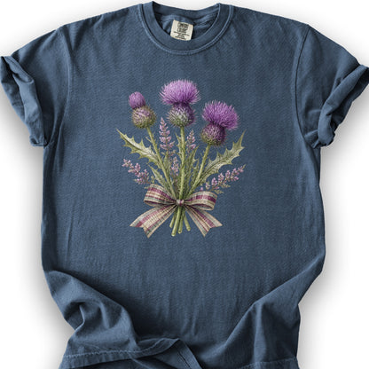 Thistle Bouquet Ribbon T-Shirt - Denim
