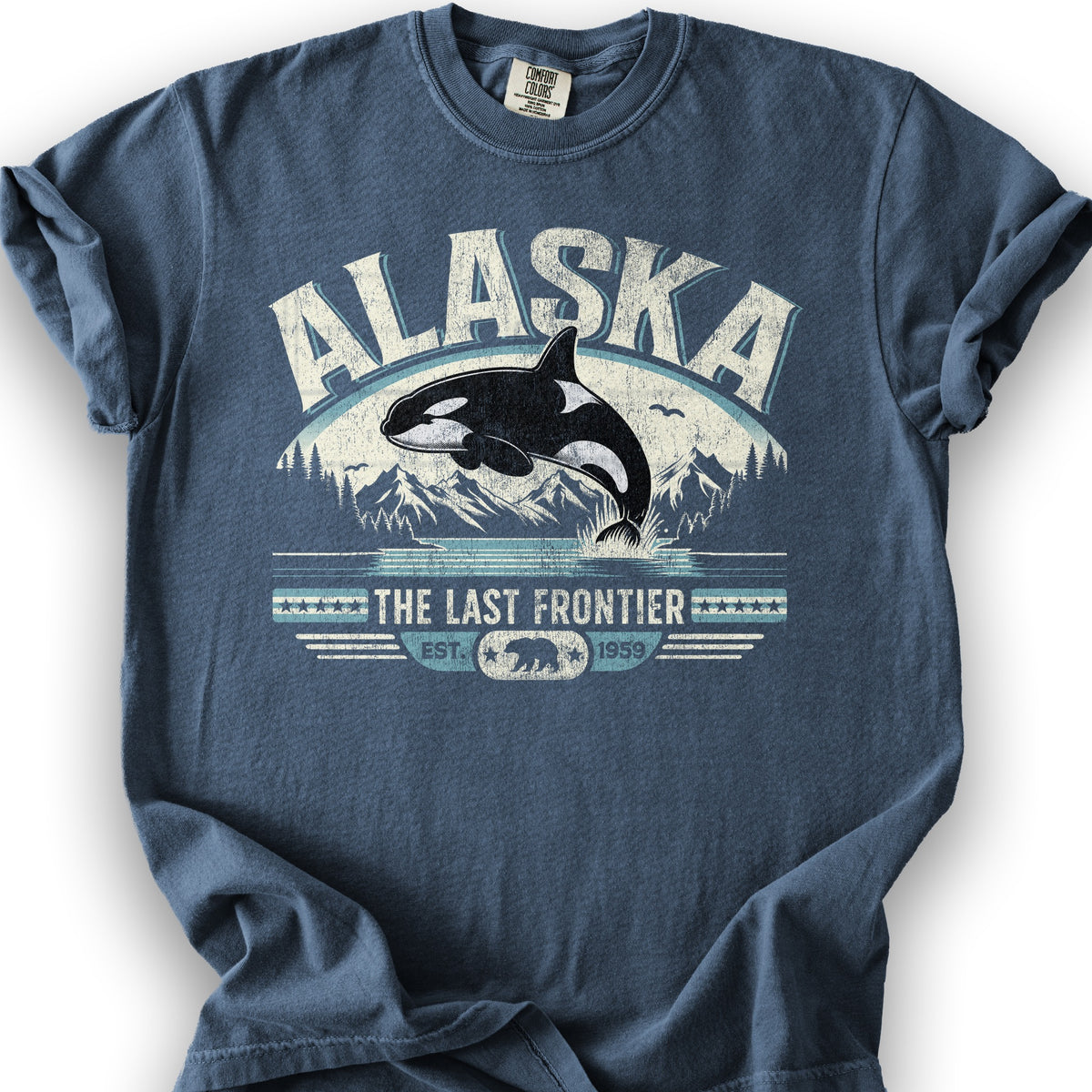 Alaska The Last Frontier "Orca" T-Shirt - Denim