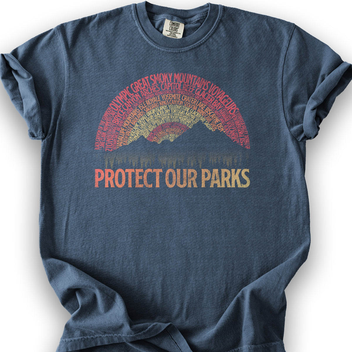 Protect Our Parks Word Art T-Shirt - Denim