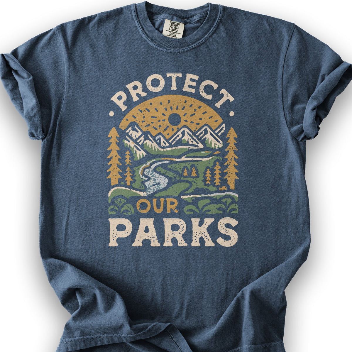 Protect Our Parks Hand-Drawn T-Shirt - Denim