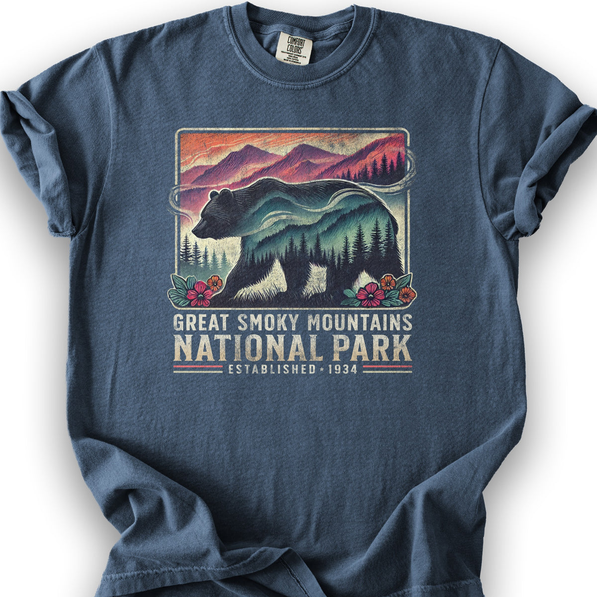 Great Smoky Mountains "Mountain Bear" T-Shirt - Denim