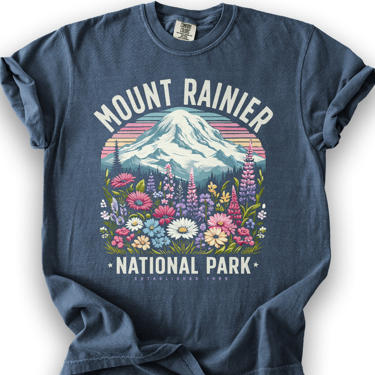 Mount Rainier National Park "Wildflowers" T-Shirt - Denim