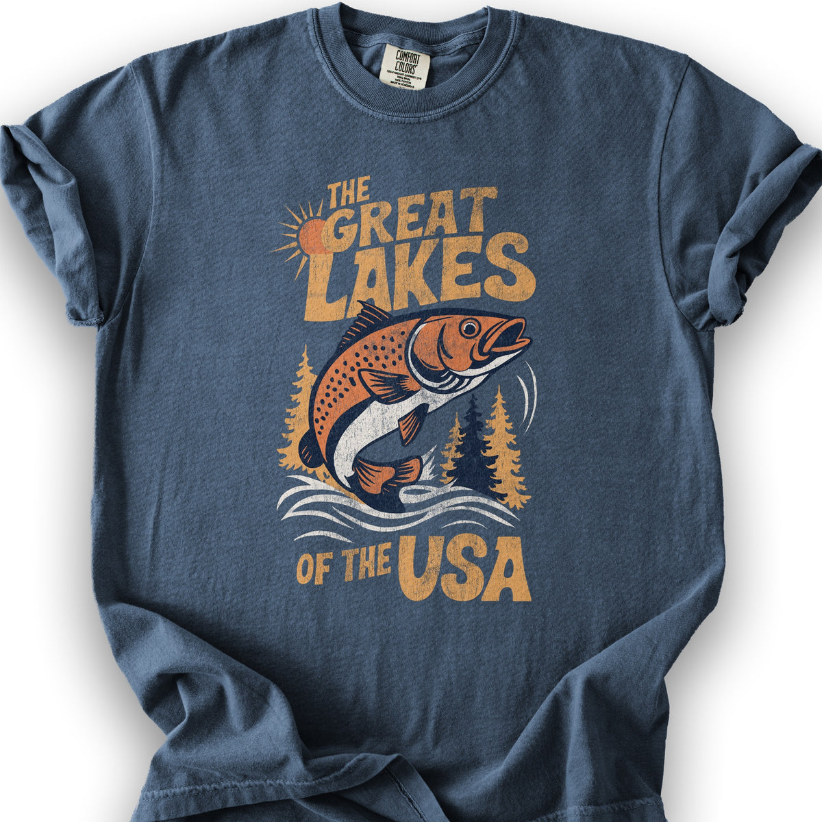 The Great Lakes of the USA T-Shirt - Denim