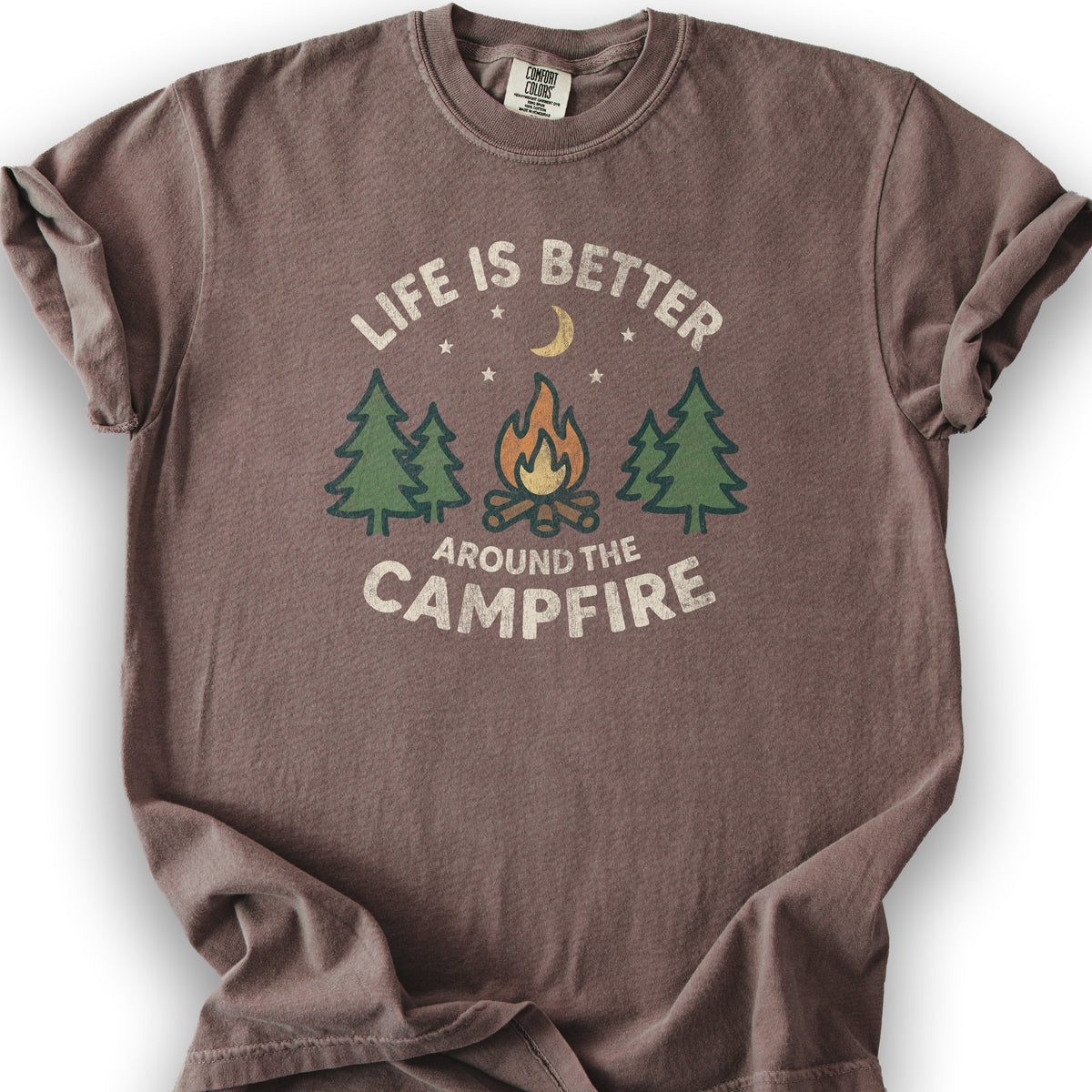 Whimsical "Around the Campfire" T-Shirt - Espresso