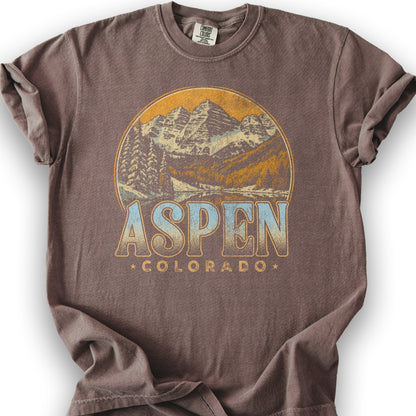 Aspen Colorado Groovy Screenprint T-Shirt - Espresso