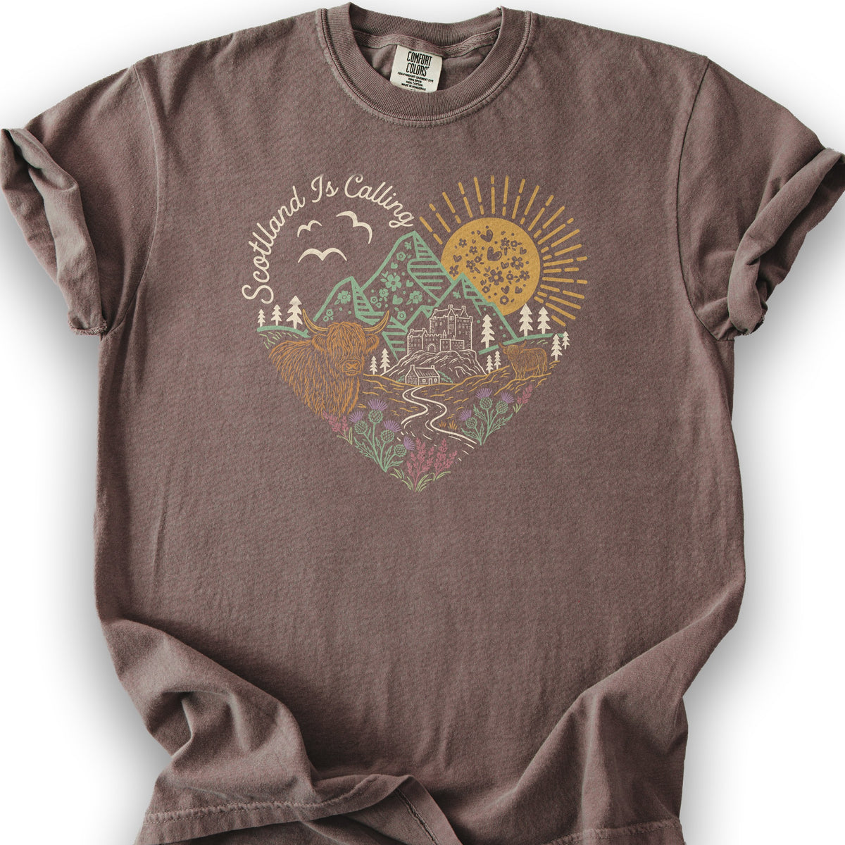 Scotland Is Calling Heart T-Shirt - Espresso