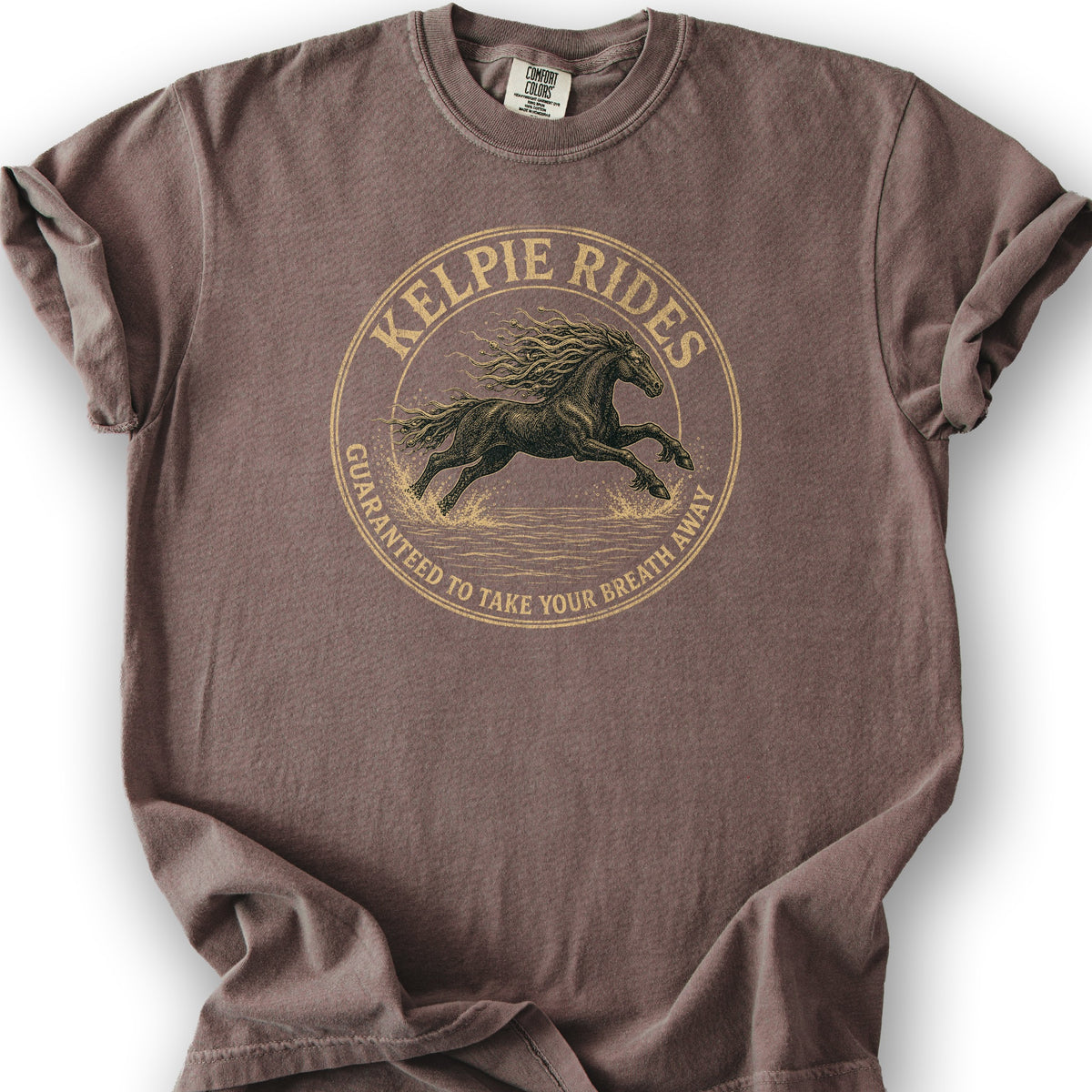 Kelpie Rides Badge T-Shirt - Espresso