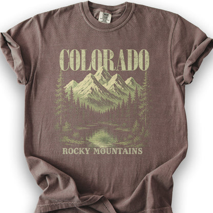 Colorado Mountain Halftones T-Shirt - Espresso