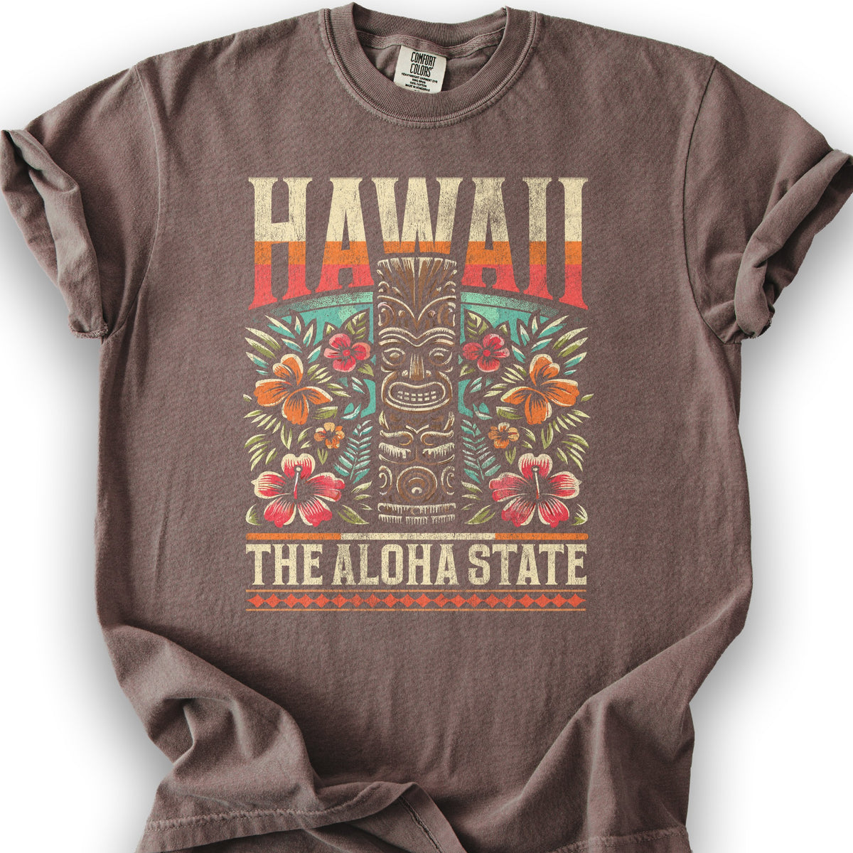 Hawaii The Aloha State "Tiki" T-Shirt - Espresso