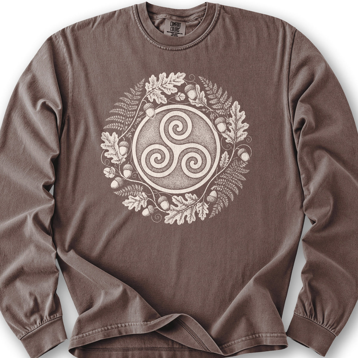 Autumn Triskele Wreath Long Sleeve Shirt - Espresso