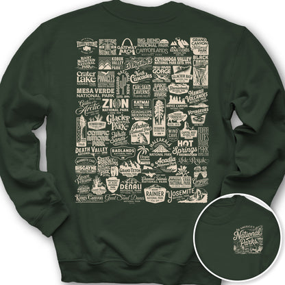 63 Vintage Parks Front/Back Print Sweatshirt - Forest Green