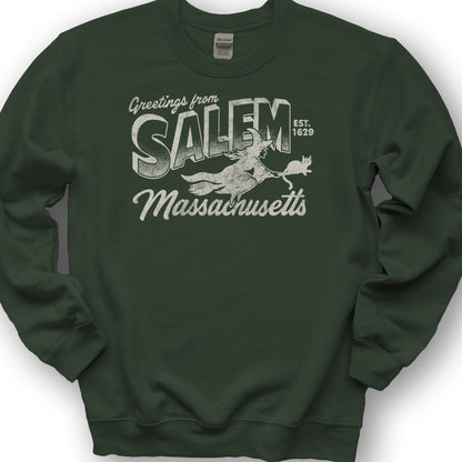 Greetings from Salem Massachusetts Sweatshirt - Forest Green