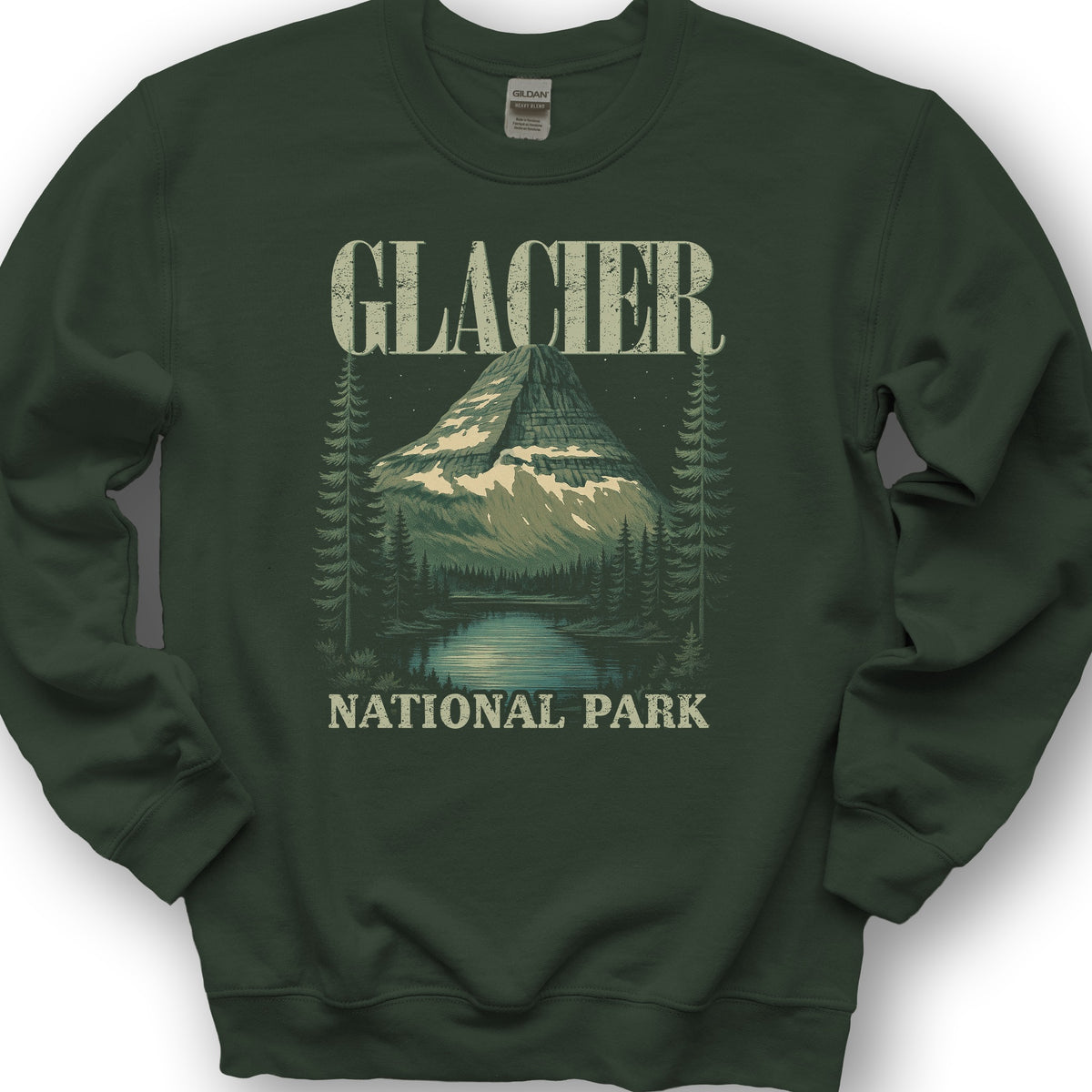 Glacier National Park "Bearhat Mountain" Sweatshirt - Forest Green